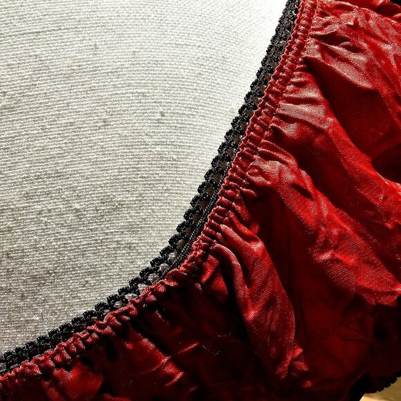 Red M Pinup Peasant Paisley Embroidered Y2K Grunge Vintage Punk Whimsgoth Top - Picture 9 of 14